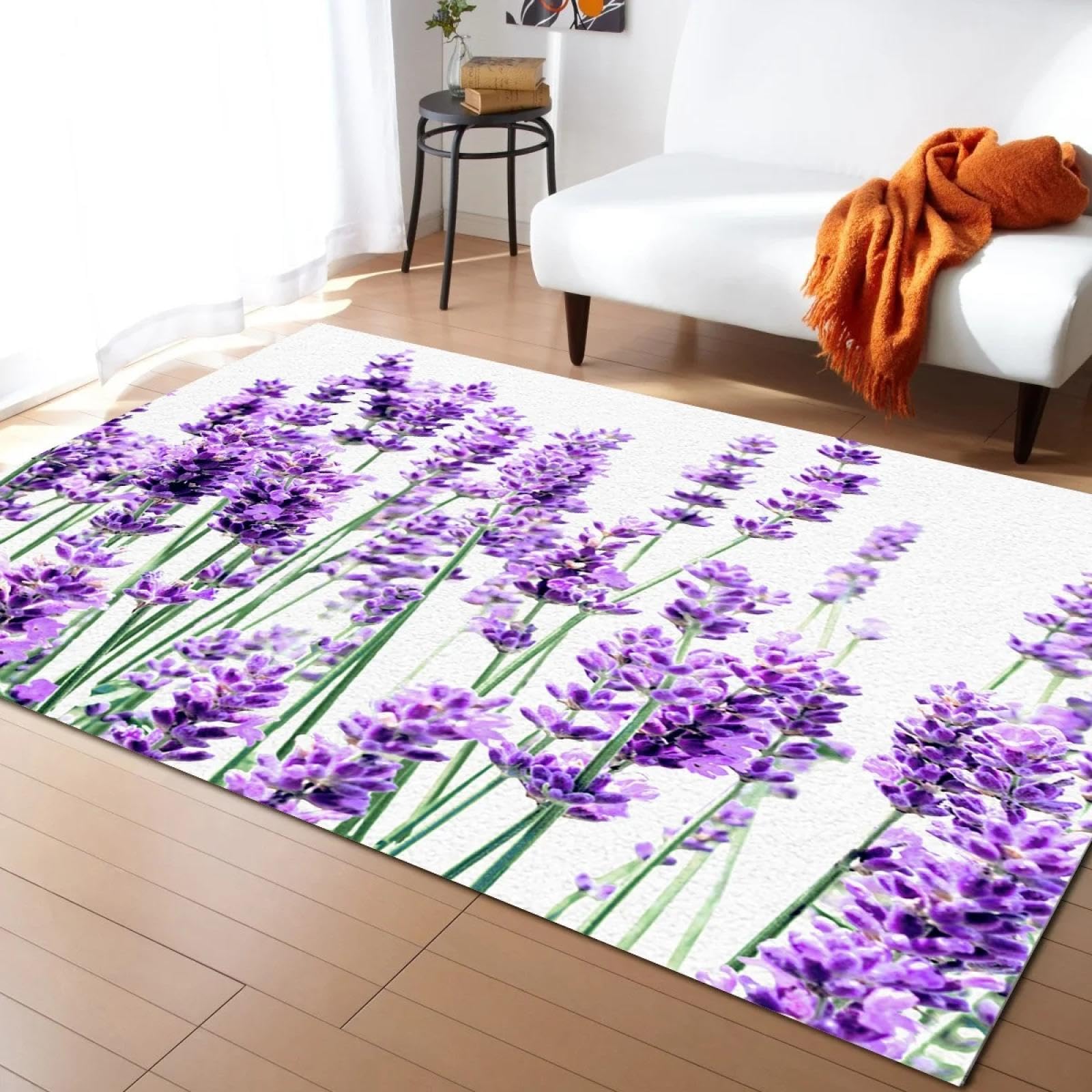 Alfombra de flores de lavanda de 60x90cm para renovar suelos aburridos y dar vida al salón