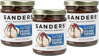 Sanders Classic Hot Fudge Topping 10oz Jar (3-Pack) - Premium Ice Cream Topping, Gluten-Free Chocolate Sauce - Perfect for Cakes, Ice Cream & More - New Wider Jar