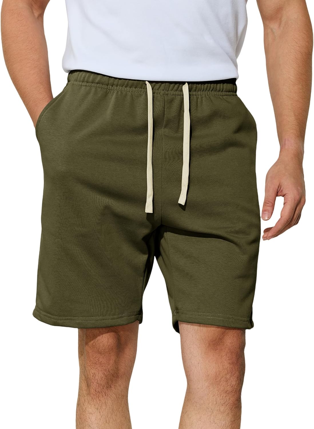 Men's Casual Shorts 7" Cotton Athletic Running Shorts Elastic Waist Drawstring Workout Sweat Shorts - Image 2