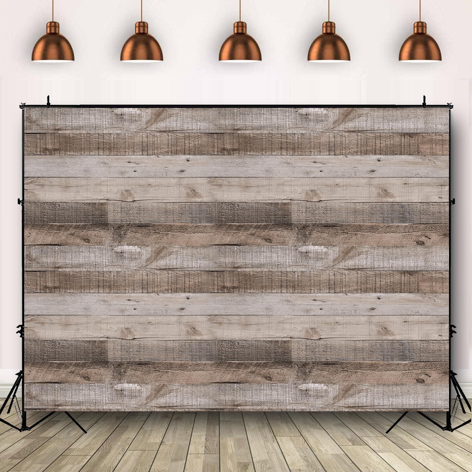 ADOFUN Rustic Wood Wall Backdrop 7x5FT Natural Wooden Plank Photography Background Baby Shower Birthday Bridal Shower Party Cake Table Decorations