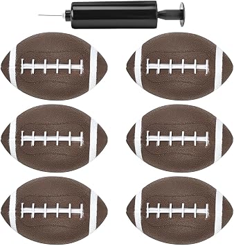Shindel 6 PCS Mini Inflatable Football with Pump, 6.3 Inch, Brown | Small Footballs, Outdoor Indoor Games, Summer Pool Beach Toy, Bulk Party Goodie Bag Fillers, Prizes for Kids Classroom