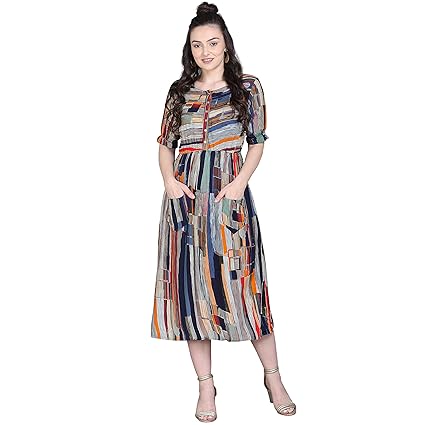 Multi color fit and flare short dress with lace applique bodice and tulle skirt.