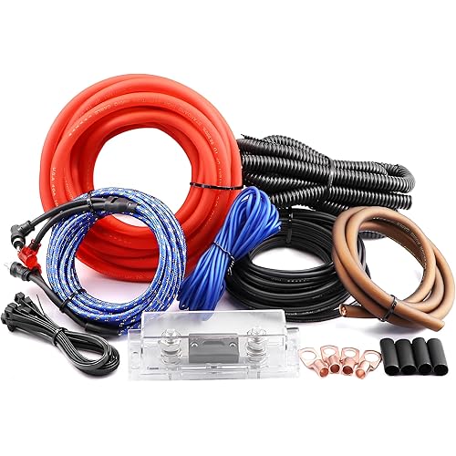 4 Gauge OFC AMP Wire Kit 2000 Watt Car Subwoofer Wiring Install kit for Amplifier Power,Radio and Speakers