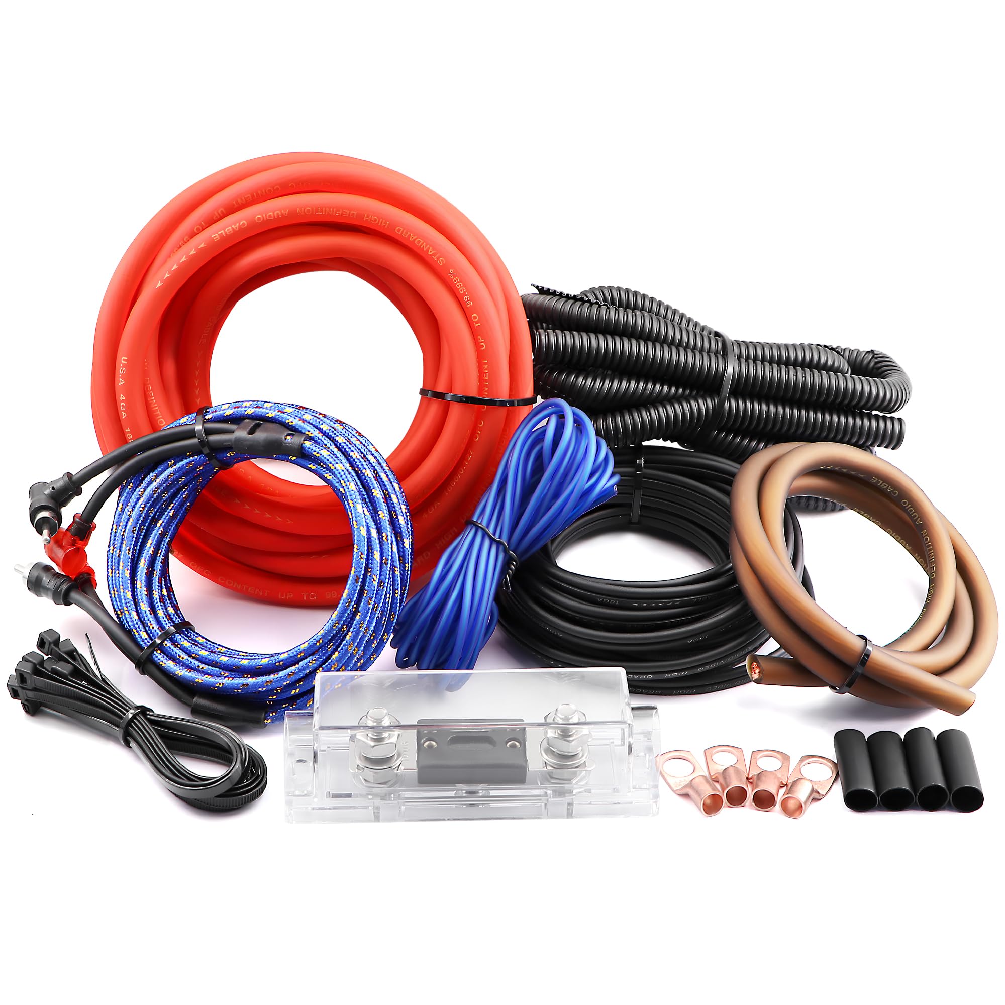 Kit de cables de coche de 2000W con cableado de subwoofer de calibre 4 y cables OFC de radio 8