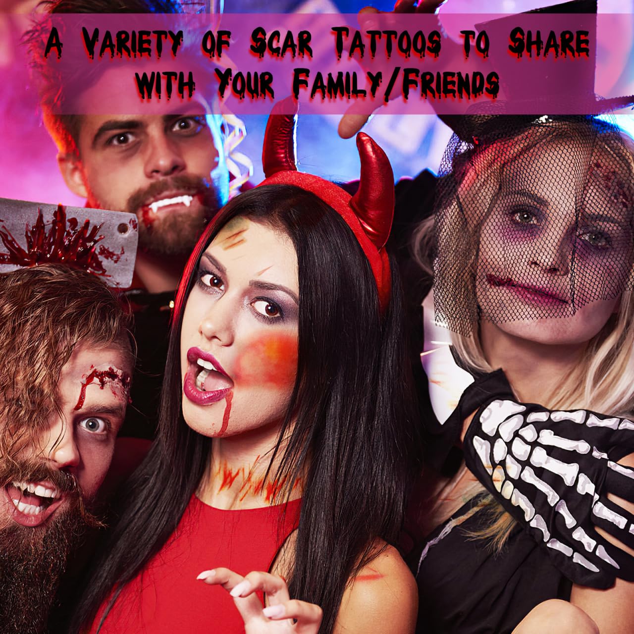 DECHOUS 10 Sheets Halloween Scar Tattoo Stickers Temporary Fake Bruise Face Scars Decals Realistic Zombie Makeup Tattoo for Halloween Party - Image 4