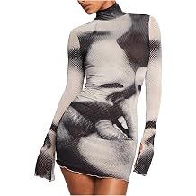 GORGLITTER Womens Long Sleeve Club Going Out Dress Y2K Vegas Rave Outfits