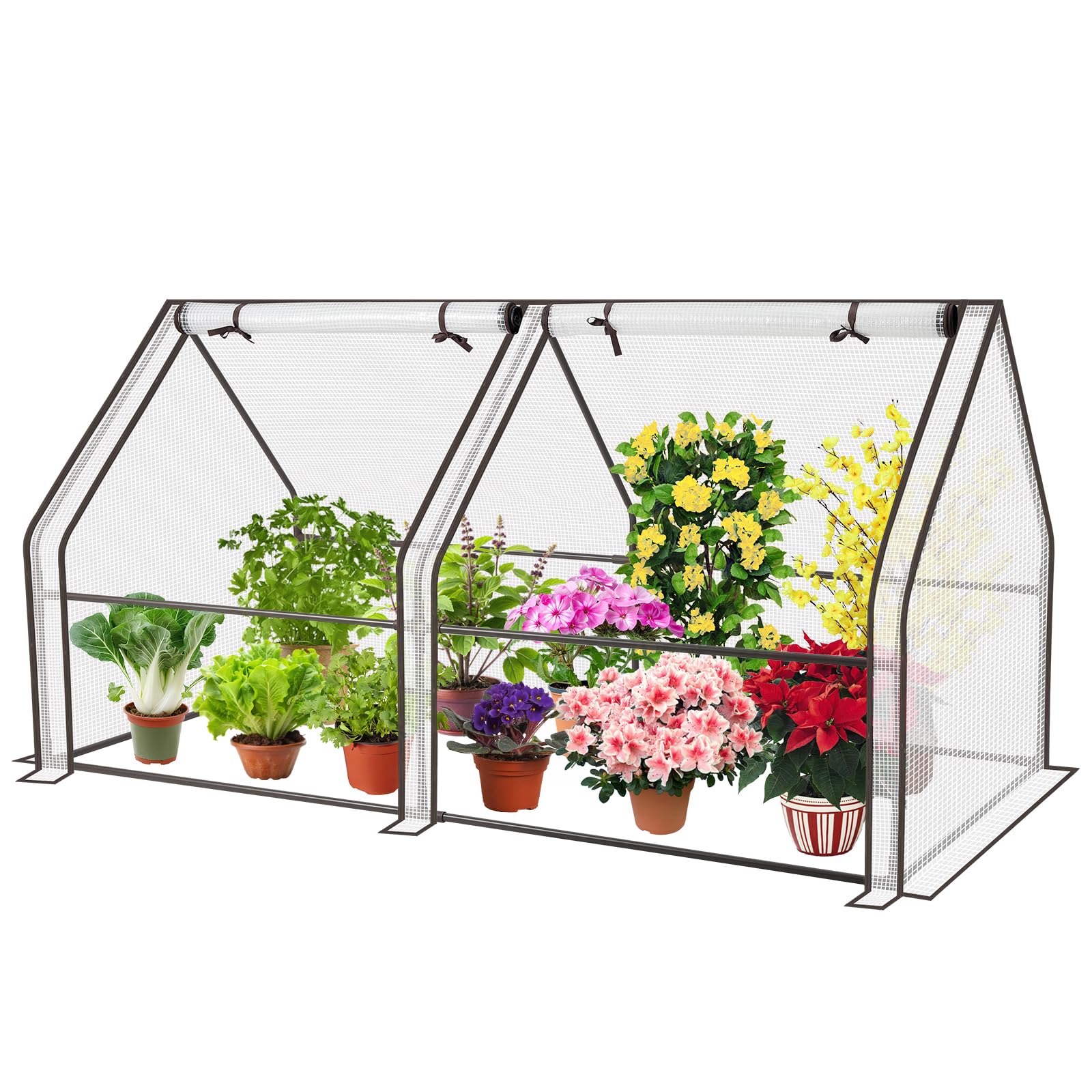 Sekey Gewächshaus Klein 1,8 x 0,9 x 0,9 m, Hausform Tomatengewächshaus Stabil Winterfest, überwinterungszelt für Pflanzen Garten, Balkon, Indoor, Weiß