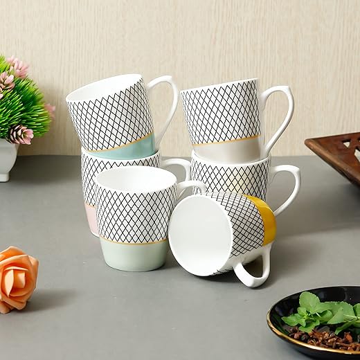 Femora Handcrafted Ceramic Coffee & Tea Cup Set of 6, 160 ML, Multicolor