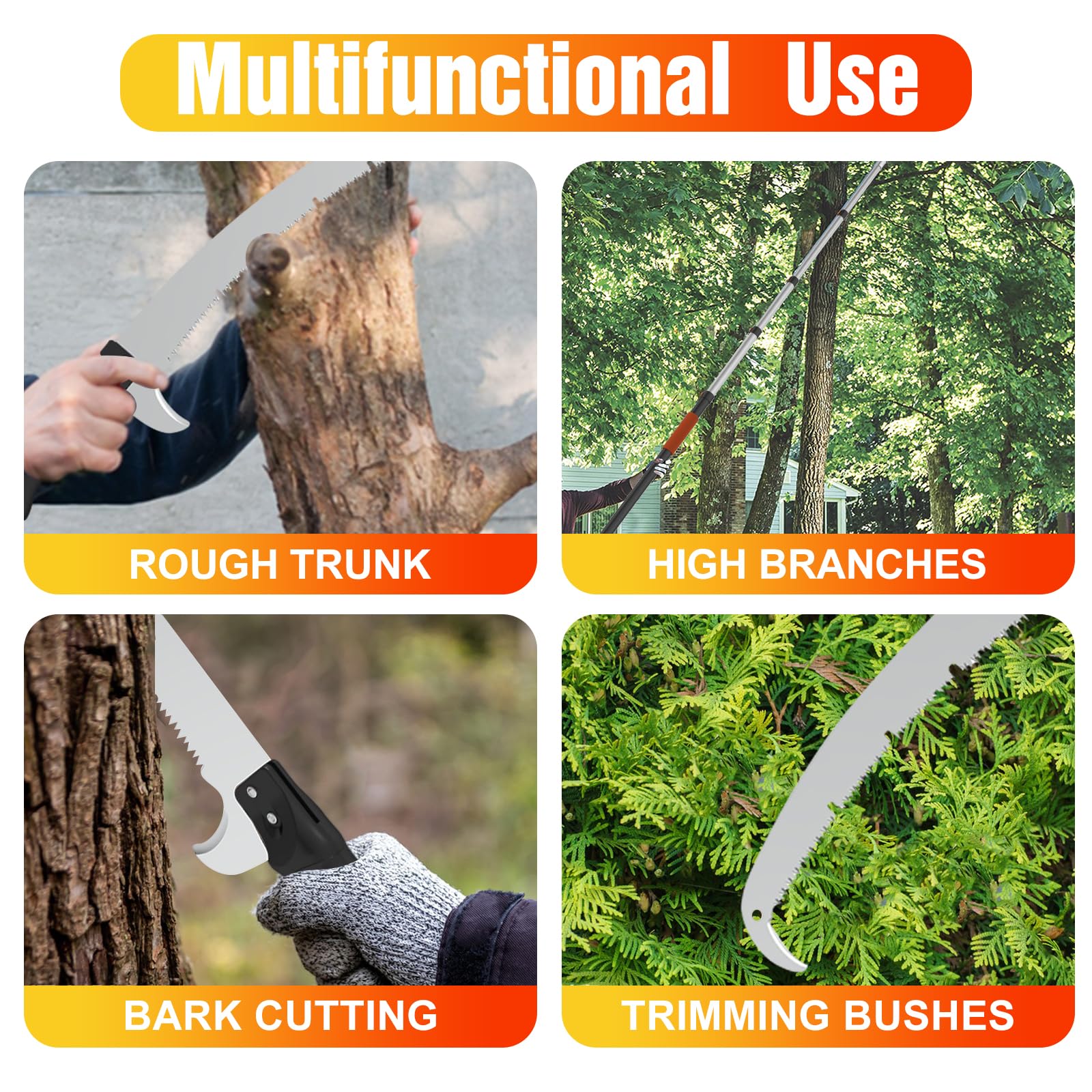 LAANPOLE 26FT Pole Saw, Telescoping Tree Trimmer with 5-20FT Extension Pole, Manual Branches Pruner for Backyard - 5