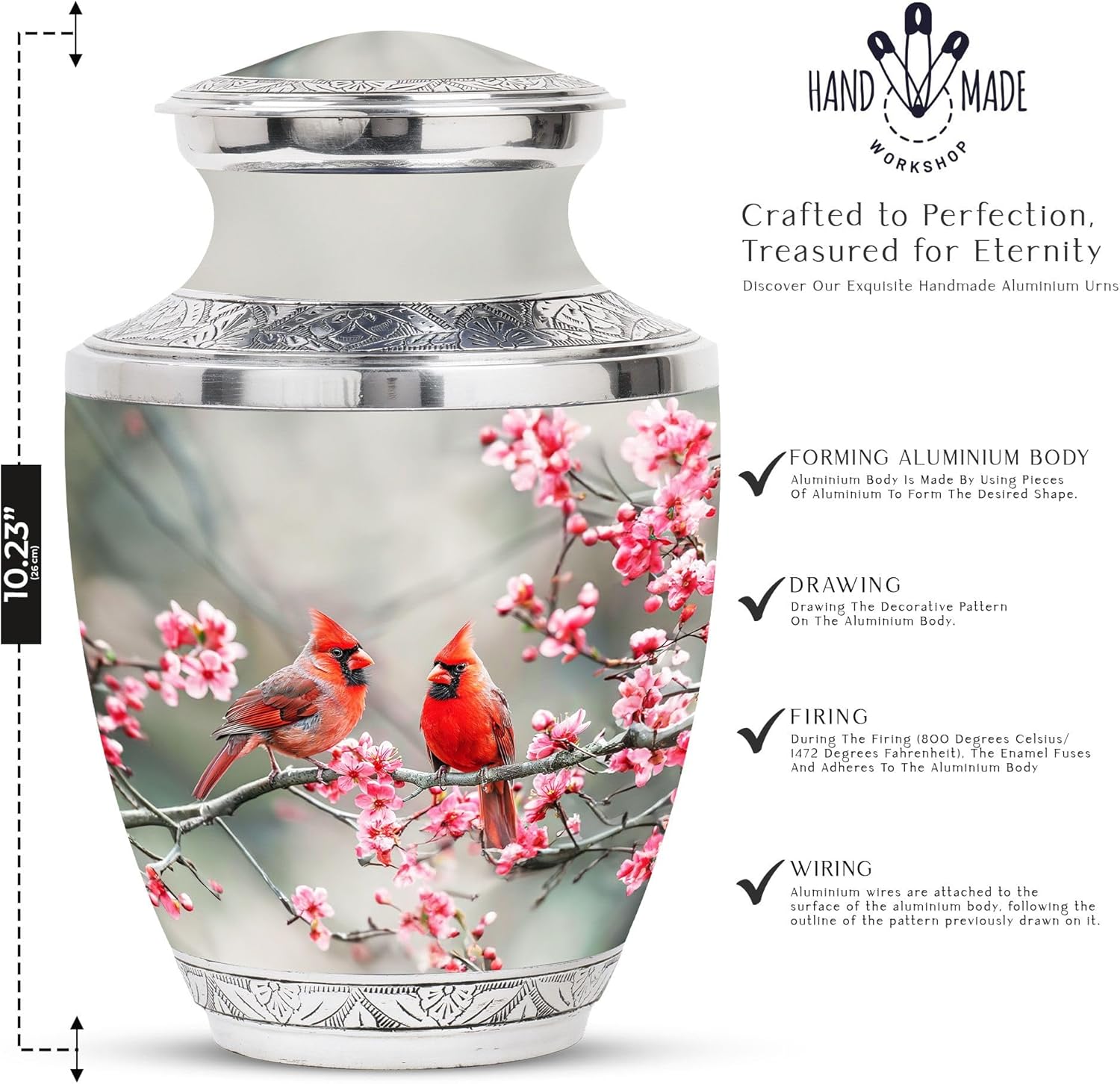 Cardinal Bird Urn - Cremation Urn Human Ashes - Cremains Containers - Cremains Containers - Urns for Human Ashes Adult Male Dad (10 inch Pack of 1)