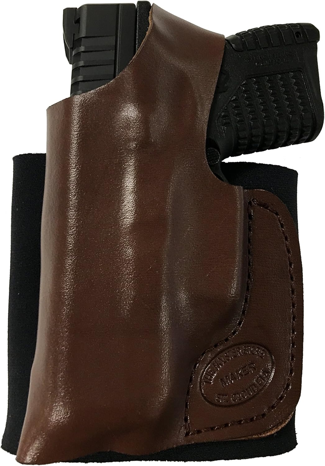 Ruger LC9, LC9S, LC380 Pro Carry Ankle Holster Left Hand Brown Leather & Neoprene Gun Holster