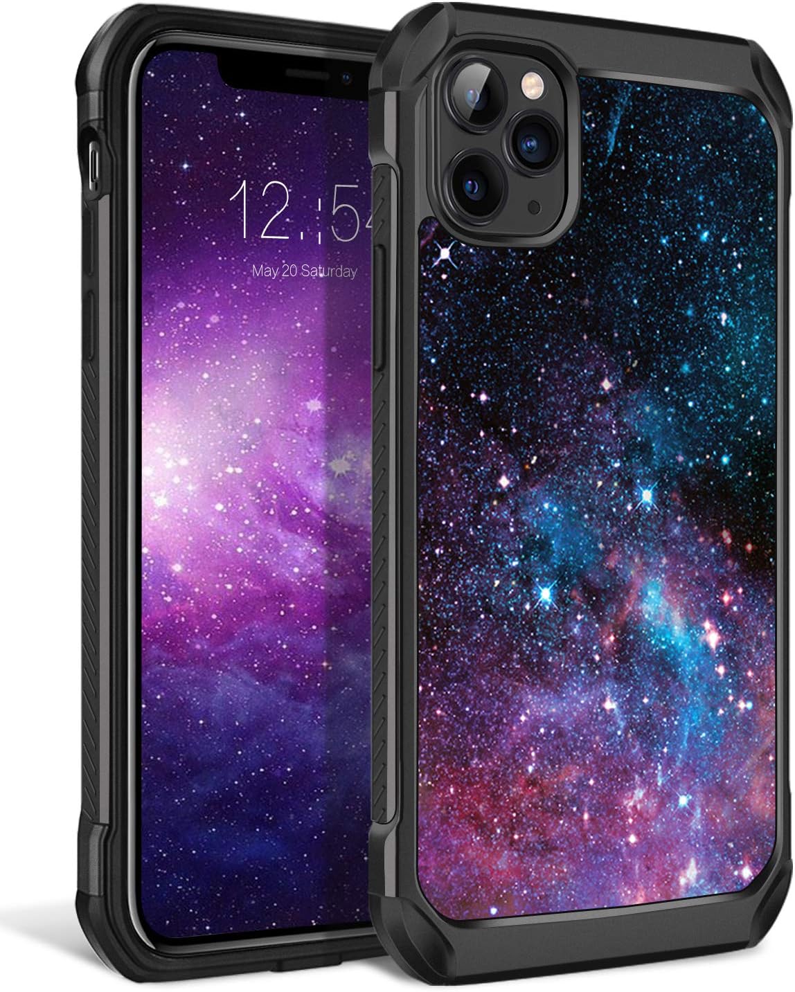 BENTOBEN iPhone 11 Pro Max Case, Slim 2 in 1 Hybrid Soft TPU Bumper Hard PC Cover with PU Faux Leather Heavy Duty Rugged Shockproof Protective Phone Case for Apple iPhone 11 Pro Max 6.5" 2019, Space
