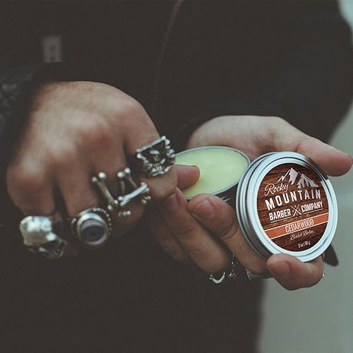 Miniatura 4 de Bálsamo para la barba Rocky Mountain Barber, 100% natural, mezcla de cera de alta calidad con esencia de cedro, cera de abejas rica en nutrientes,