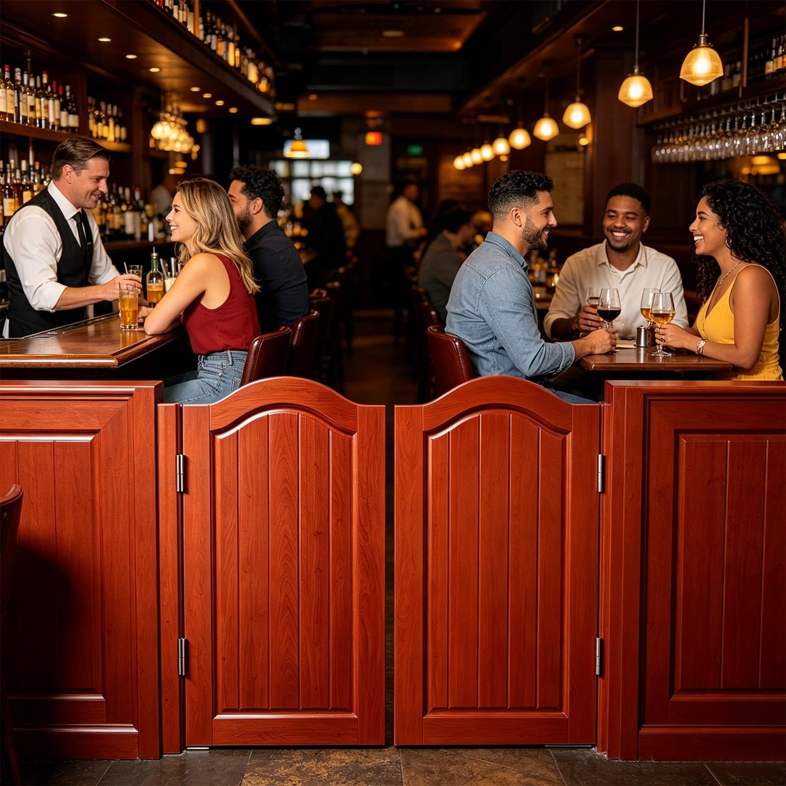 Swinging Half Doors for Doorway, Wood Saloon Swinging Doors with Hinges, Auto-Close Design, 2-Panel Swing Doors for Porch, Kitchen, Bar, Cafe, Hallway & Entrance(I,49x35.4in(W x H))
