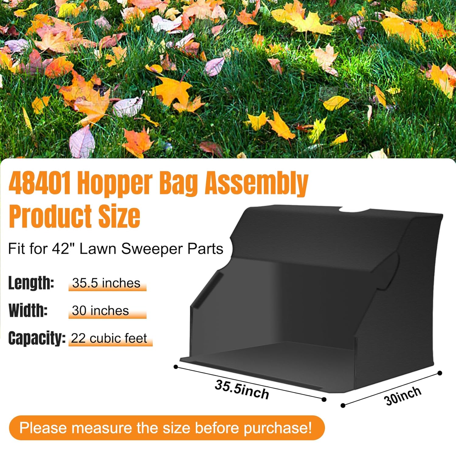 Upgraded 48401 Hopper Bag Assembly, Lawn Bag Fit for agri-Fab 42" Tow Lawn Sweeper Parts, Leaf Sweeper Bag Replacement for 71-242112 & 71-242113 Lawn Sweeper