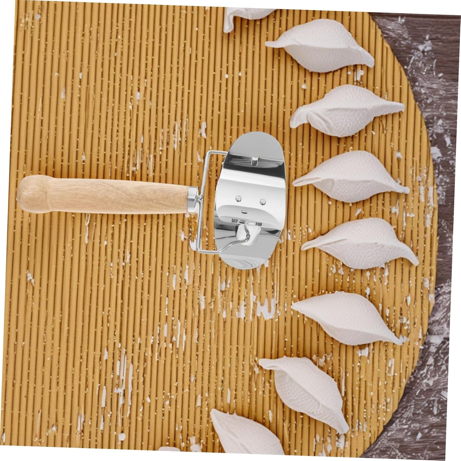 3pcs Dumpling Skin Presser Dumpling Wrapper Cutter Skin Mold Kit Stainless Steel Wood Handle