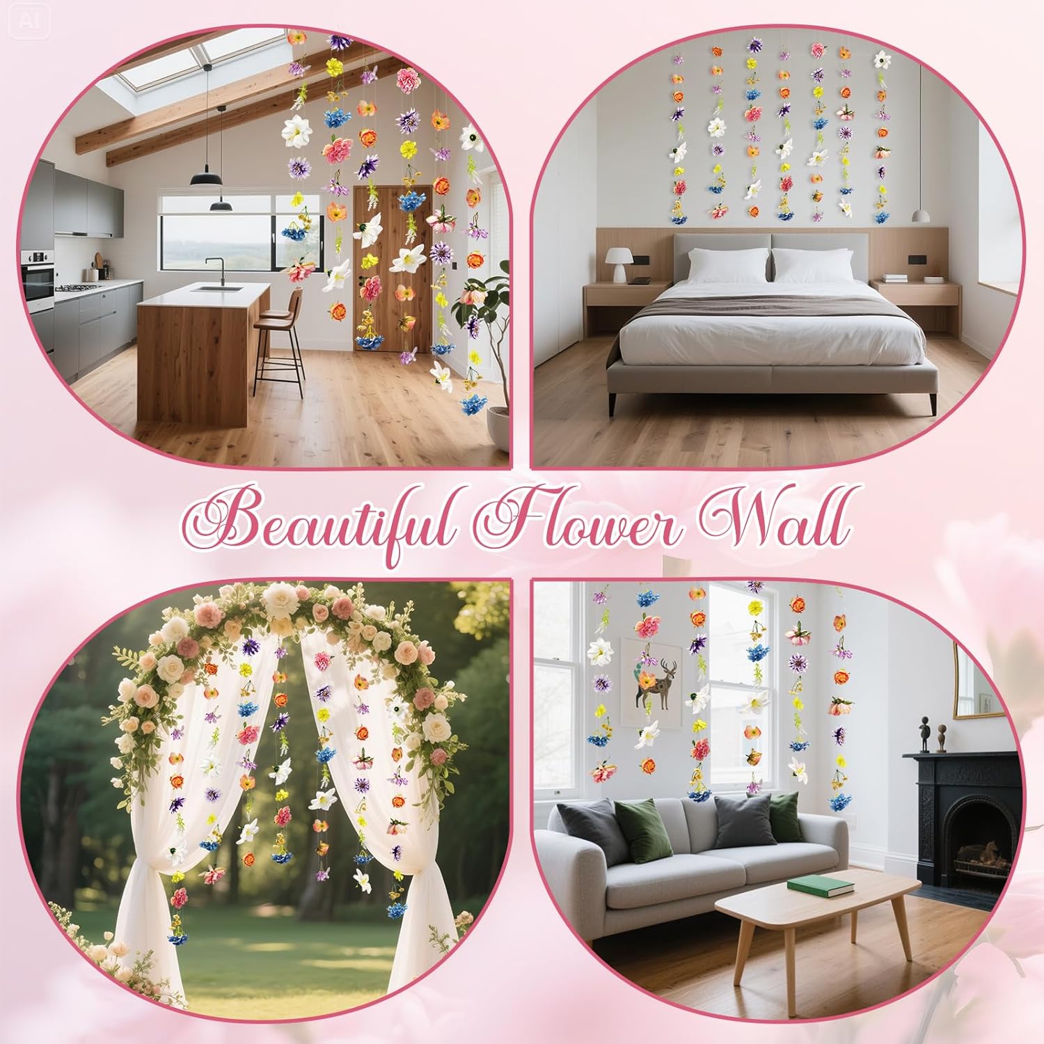 10 Pcs Flower Wall Hanging Artificial Wildflower Garlands Floral Vines Faux Floral Decorations for Home Garden Wedding Party Arch Background