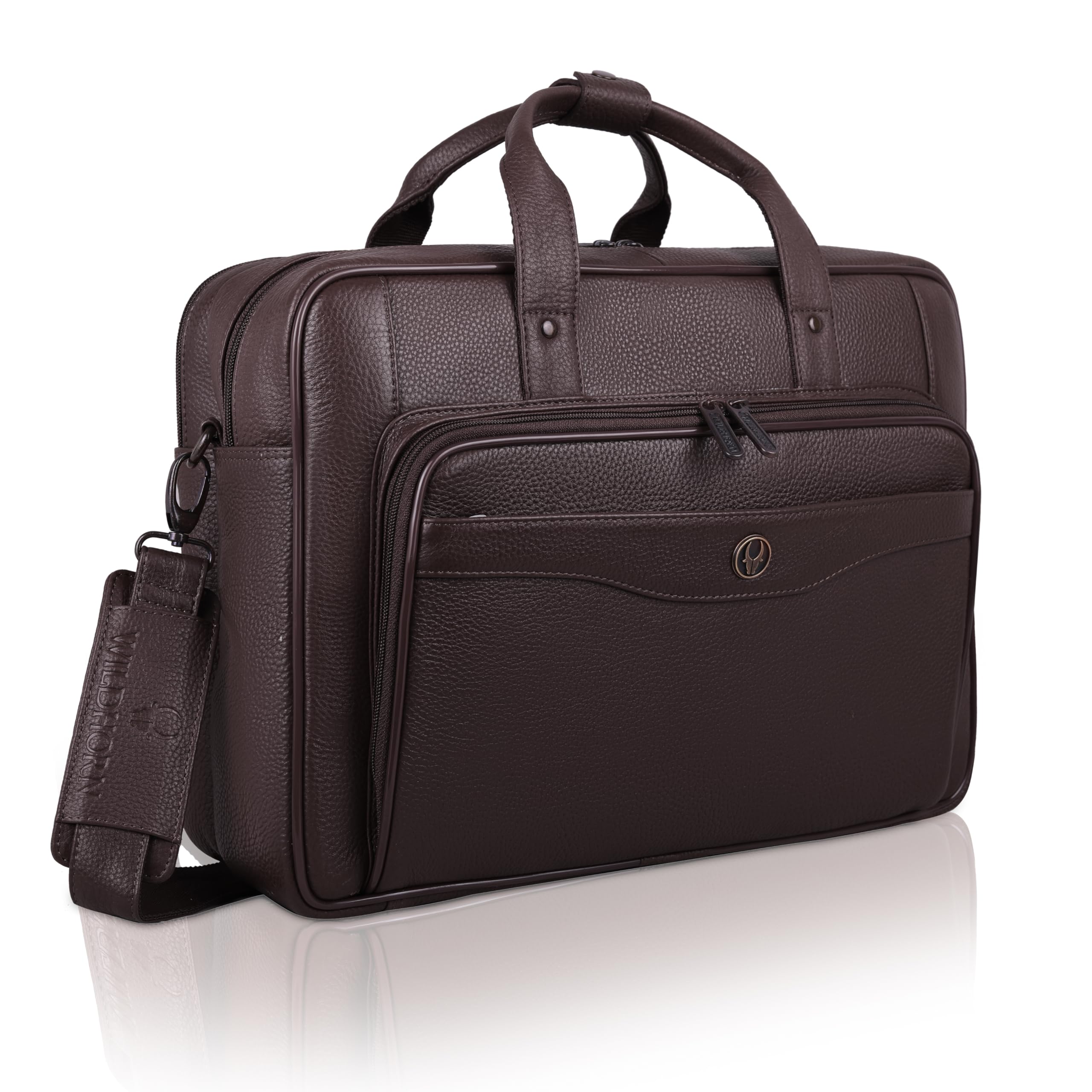 wildhorn Premium Leather Laptop Bag for Men | Handcrafted | Woven Texture, Adjustable Shoulder Strap, Fits 15.6-Inch Laptop | Ideal for Office, Travel, Daily Use - 1 Year Warranty-picture-11