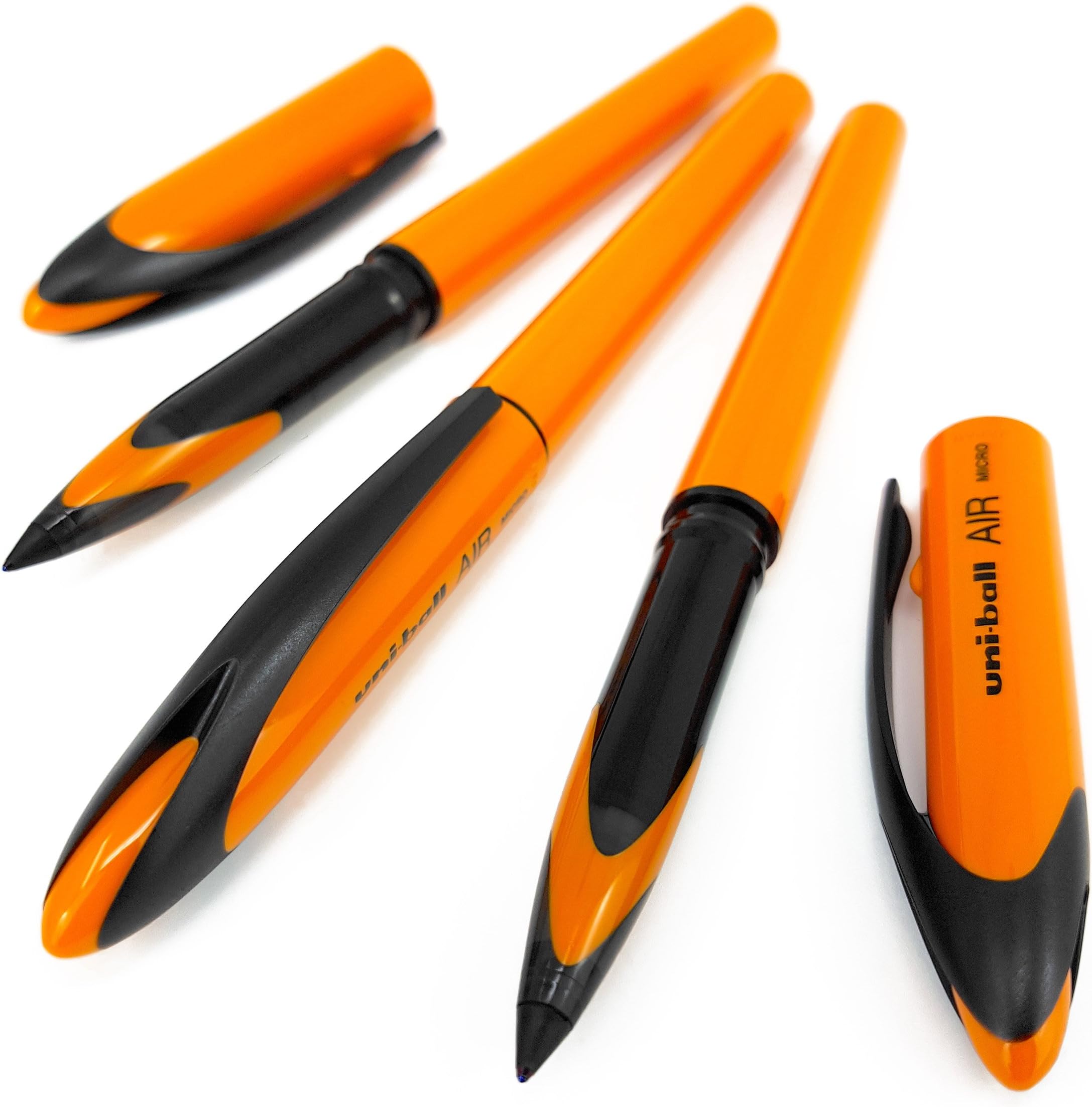 Uni-Ball AIR Micro - 0.5mm Fine Rollerball - Blue Ink - Orange Barrel - 6 Pack