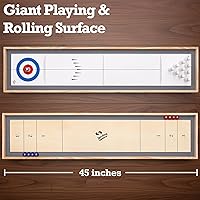 Vista 4 de Sterling Games Tabletop Bowling Combo Set, Wooden Arcade Board with Marbles and Pins, Indoor Table Top Game for Kids and Family