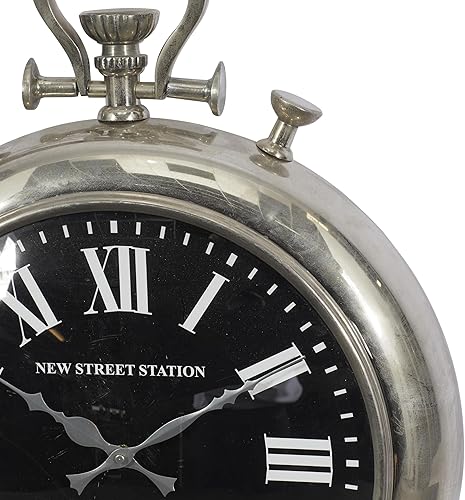 Miniatura 9 de Deco 79 Reloj de pared decorativo de metal de acero inoxidable, reloj de bolsillo estilo reloj de pared para el hogar, reloj de pared para