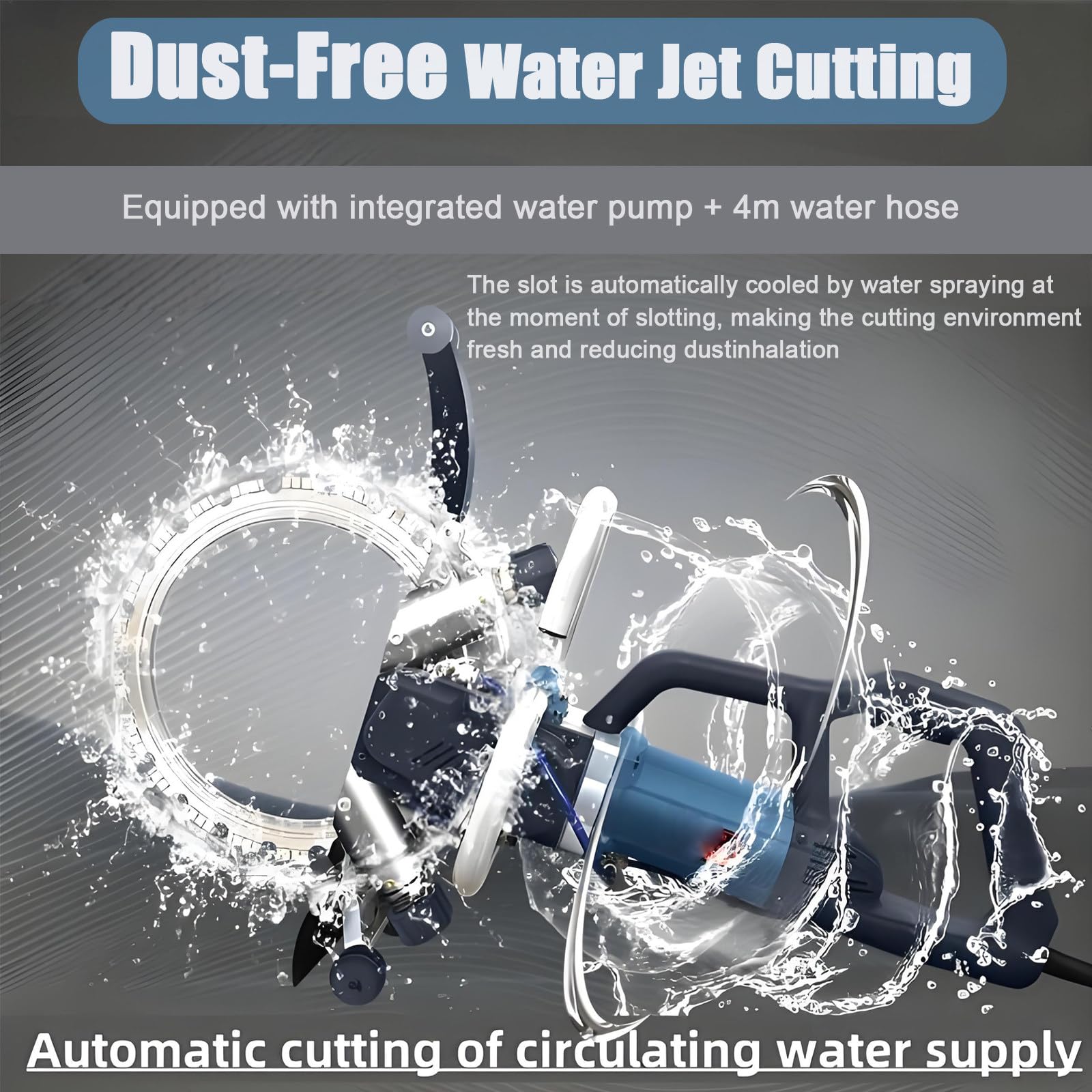 Sierra Circular Eléctrica para Hormigón De 8800 W - Cortadora De Ranuras De Pared Sin Escobillas De 3000 RPM De Supresión De Polvo con Alimentación De Agua,Cutting40cm