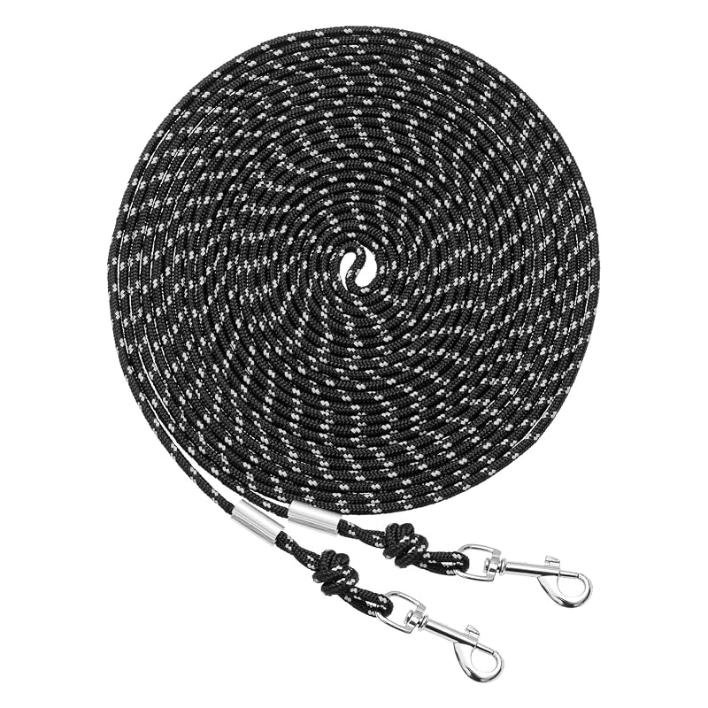 Guia longa refletiva para gatos SCIROKKO em nylon e poliéster 9,14 m Preto 20CL01