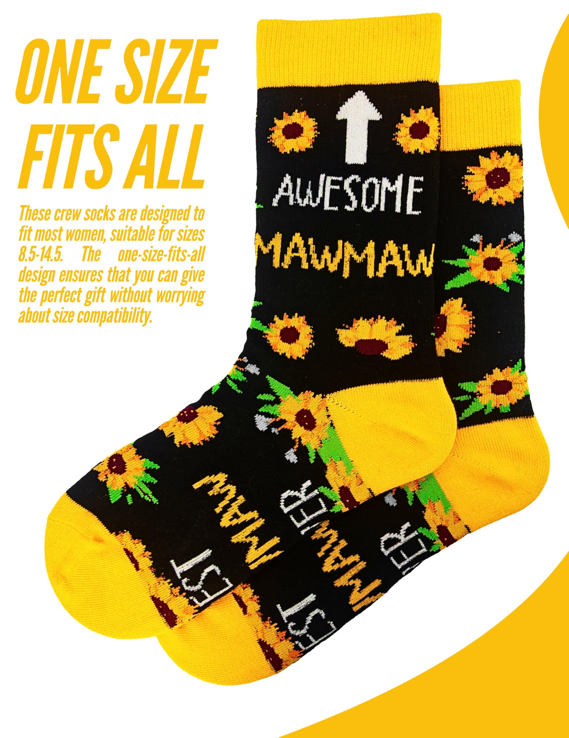 InnoBeta Mawmaw Gifts, Mothers Day Gifts for Mawmaw, One Size Crew Socks on Mother's Day, Christmas, Birthday
