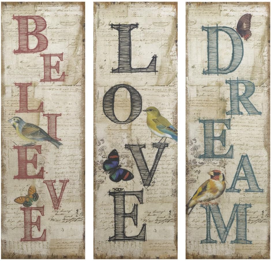 Imax Corporation Viscaria 3 Piece Dream Believe Love Wall Decor Set