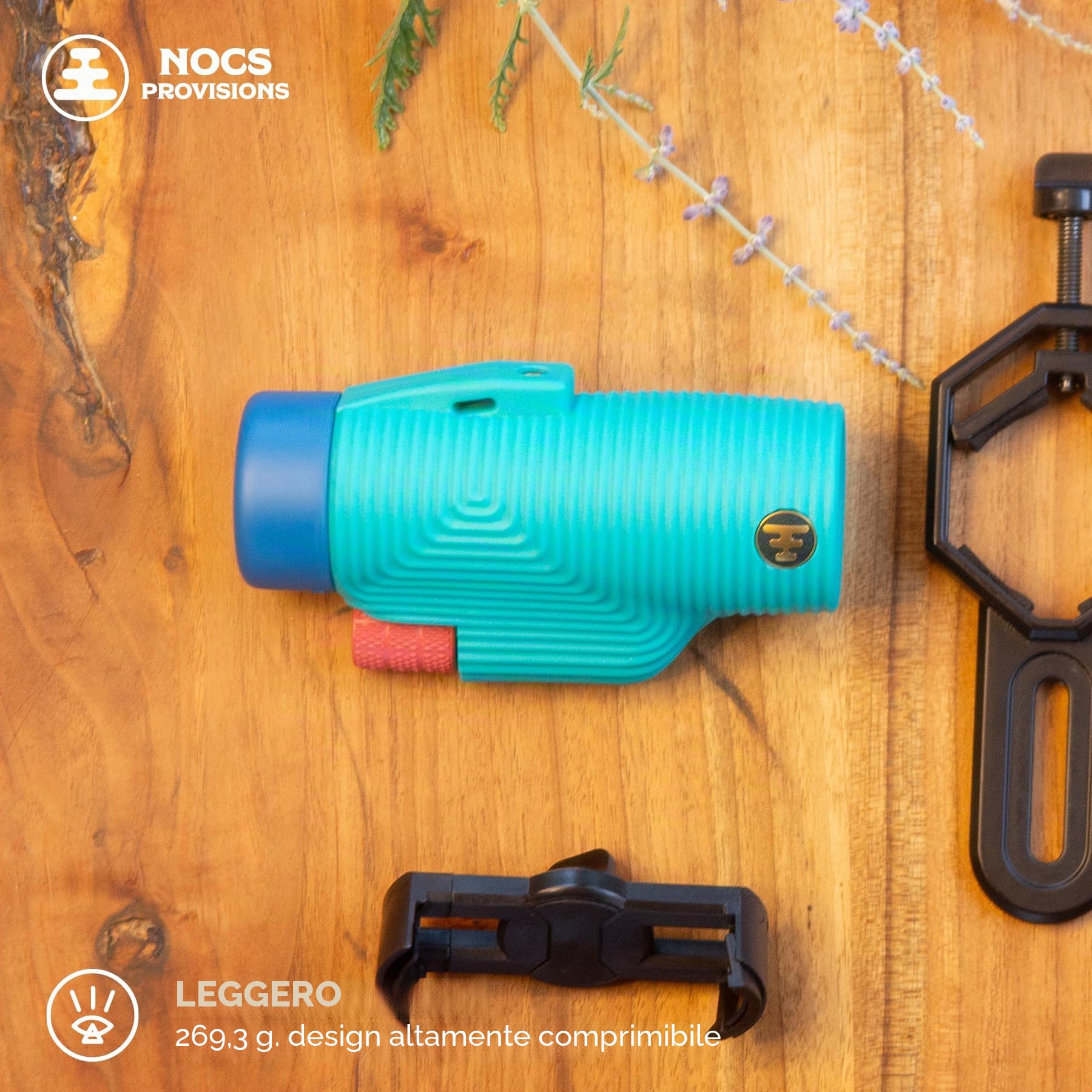 Nocs Provisions Tubo zoom monoculare 8 x 32, ingrandimento 8x, prisma Bak4, ampio campo visivo per bird watching, zaino in spalla e osservazione della fauna selvatica, blu tahiti