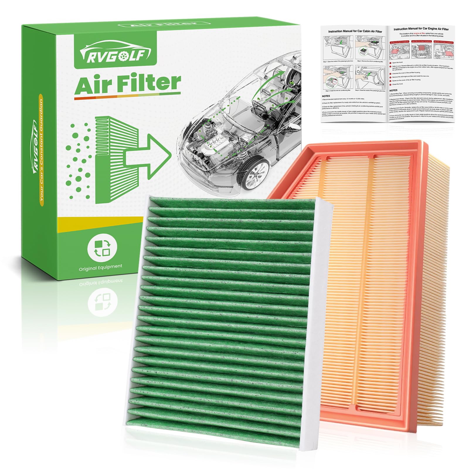 Engine+Cabin Air Filters Set Fit for 2018-2026 Jeep Wrangler