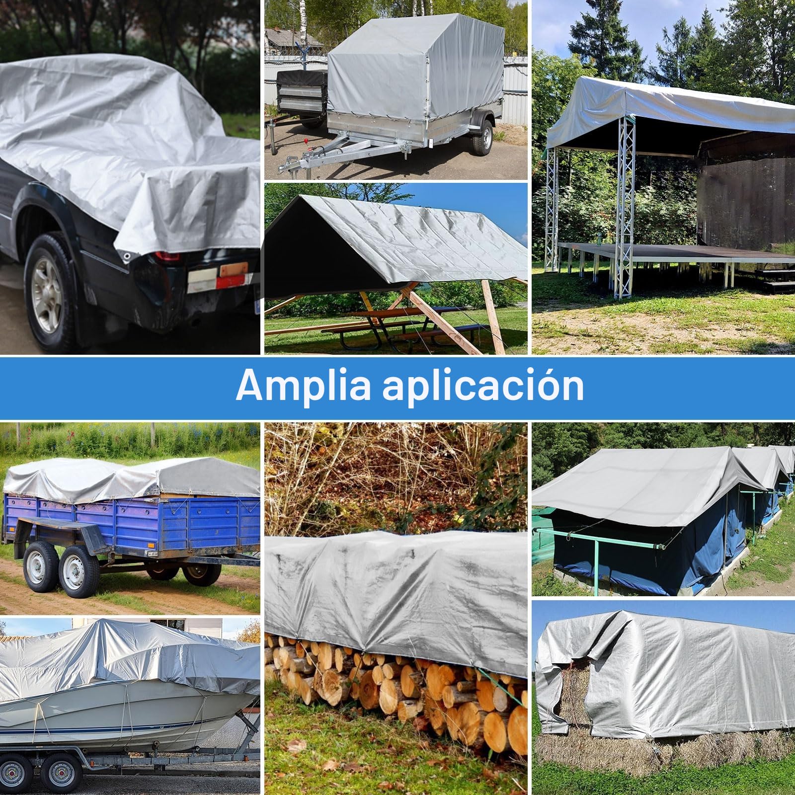 Lona impermeable y resistente, 180 g/m², resistente al agua, para exteriores, resistente a las heladas, protección UV, lona de plástico PE para jardín, cenador, camping, muebles, cobertizos, 4 m x 6 m