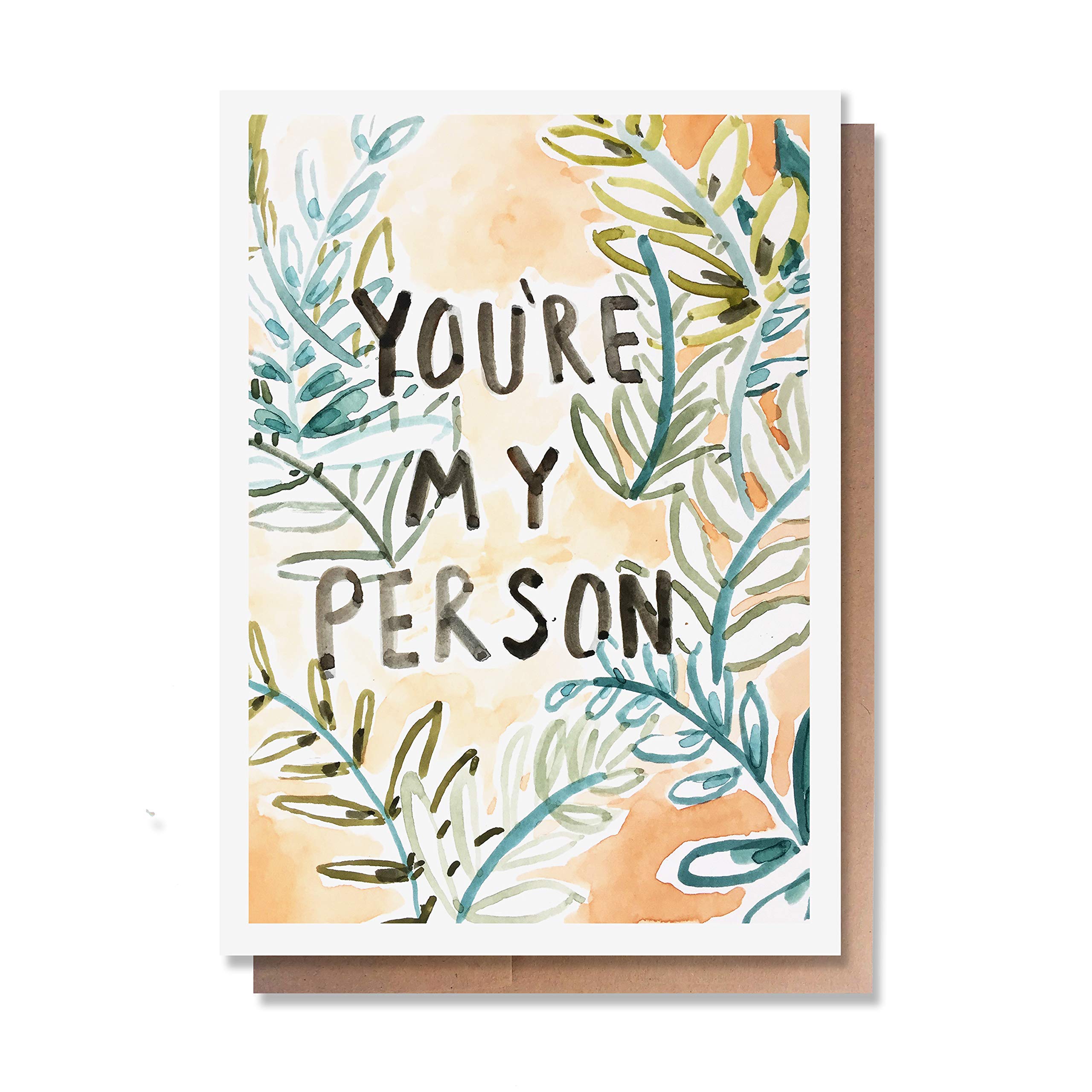 Wunderkid You're My Person Love Card, Valentines Day or Christmas Card for Husband Wife Him Her Best Friend Boyfriend (1 Single Card, Blank inside)