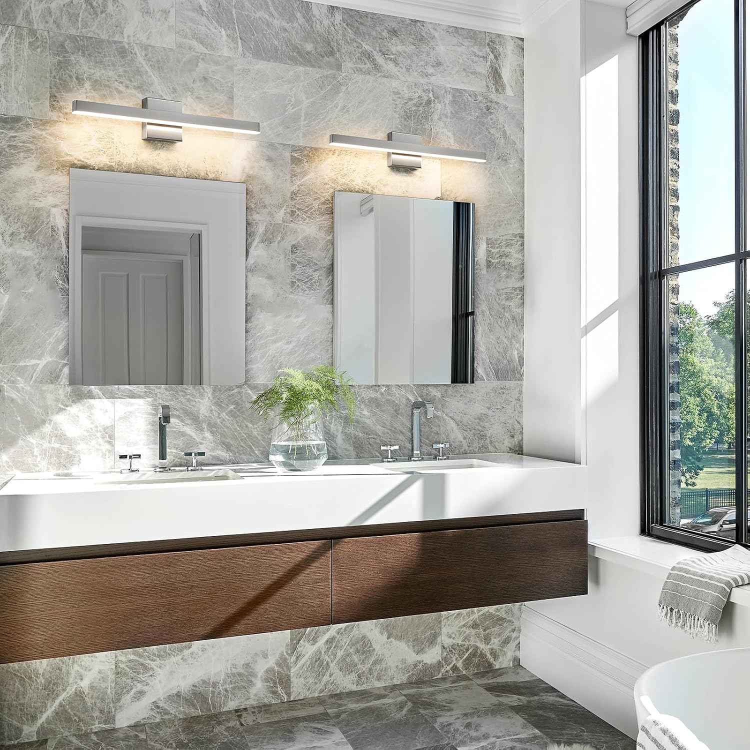 KAISITE Modern Vanity Light Brushed Nickel Bathroom Light Fixture Over Mirror 24 inch Vanity Lighting Fixture Dimmable 5CCT LED Bar Vanity Light for Bathroom Restroom image 2