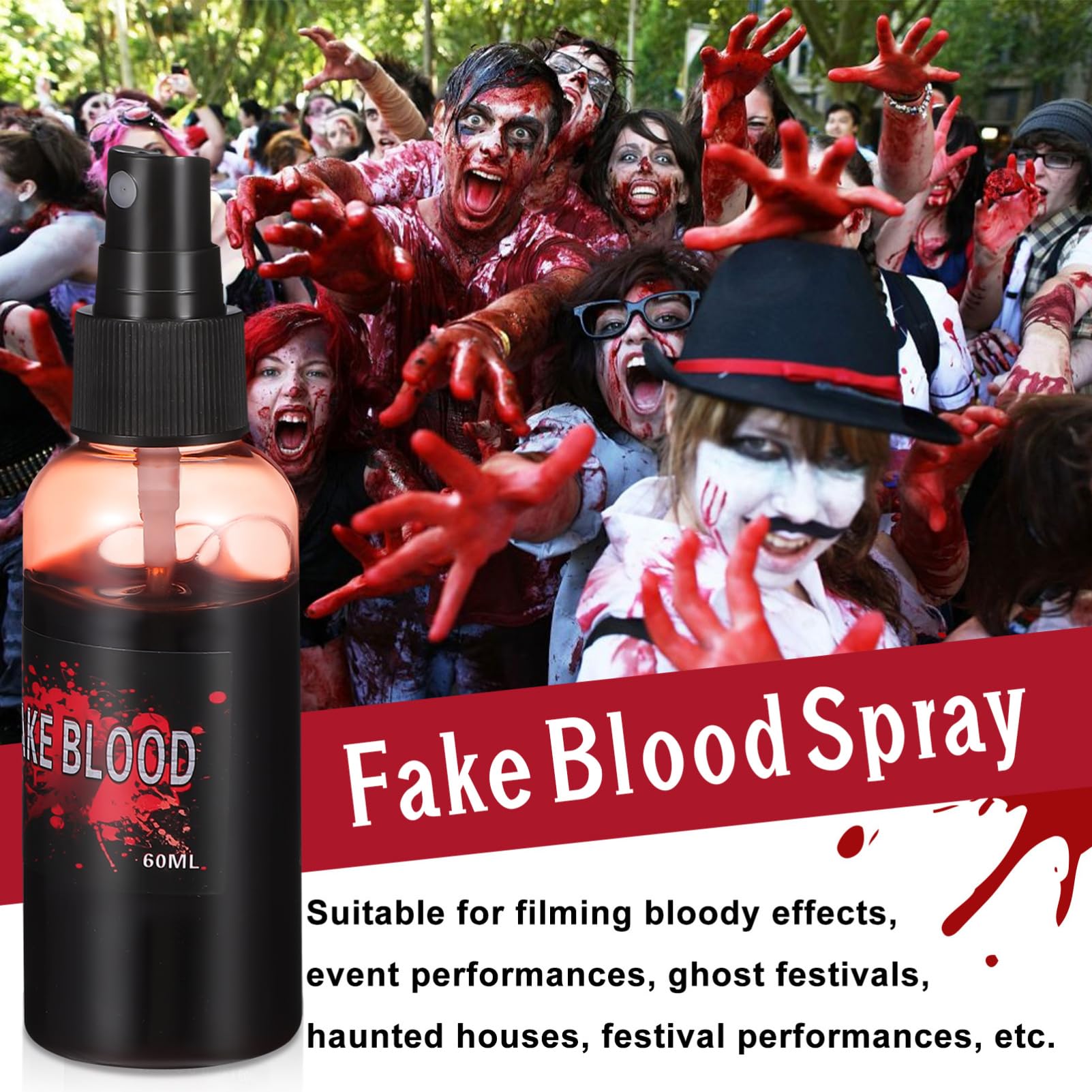 GALPADA Halloween Fake Blood Makeup Cream Spray Set Realistic Effects for Cosplay Decorations