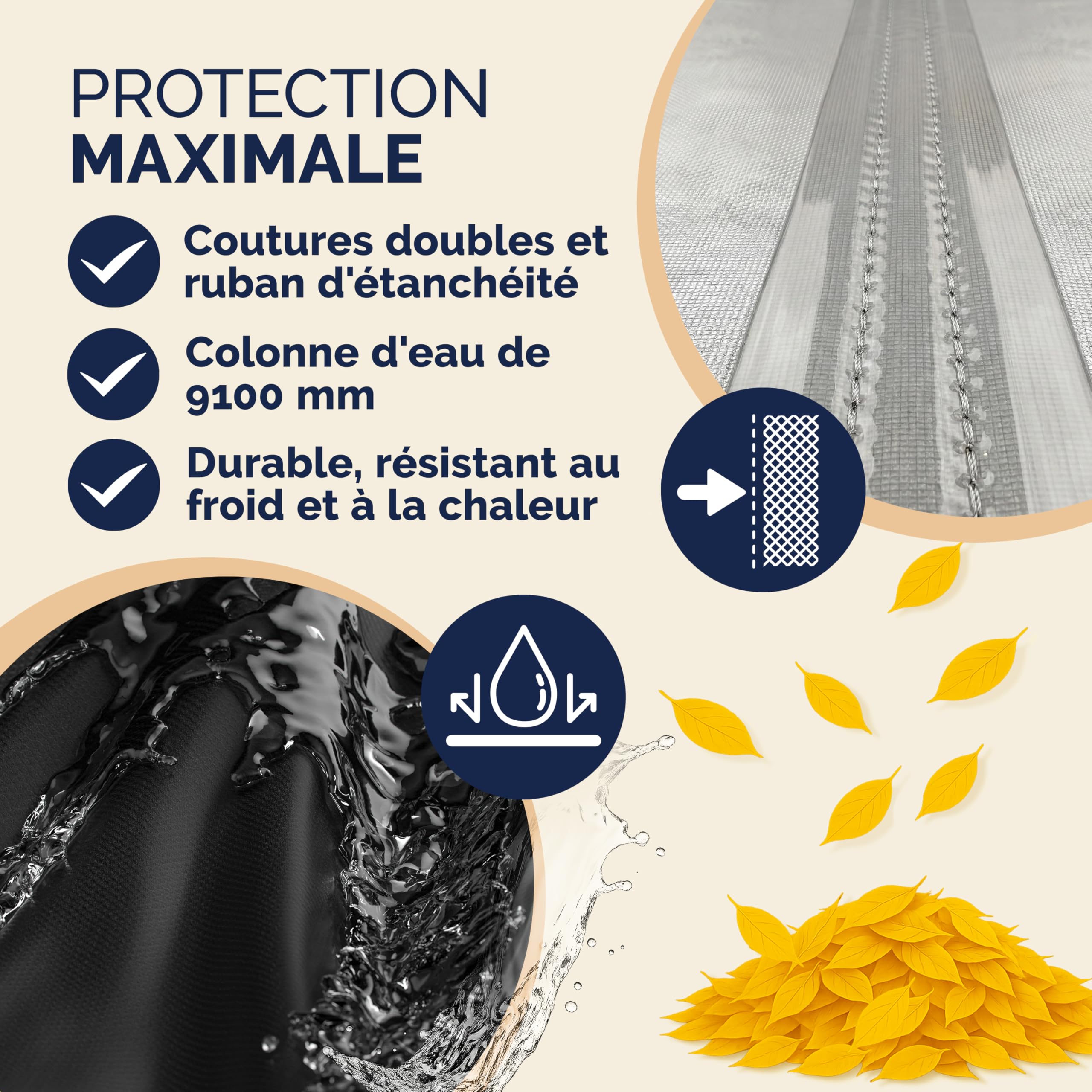 Kingsleeve® Housse de Balancelle de Jardin 2-3 Places en Tissu Oxford - Bâche de Protection Imperméable en Polyester Haute Qualité, Anti-Gel, Anti-UV, 175 x 125 x 160 cm