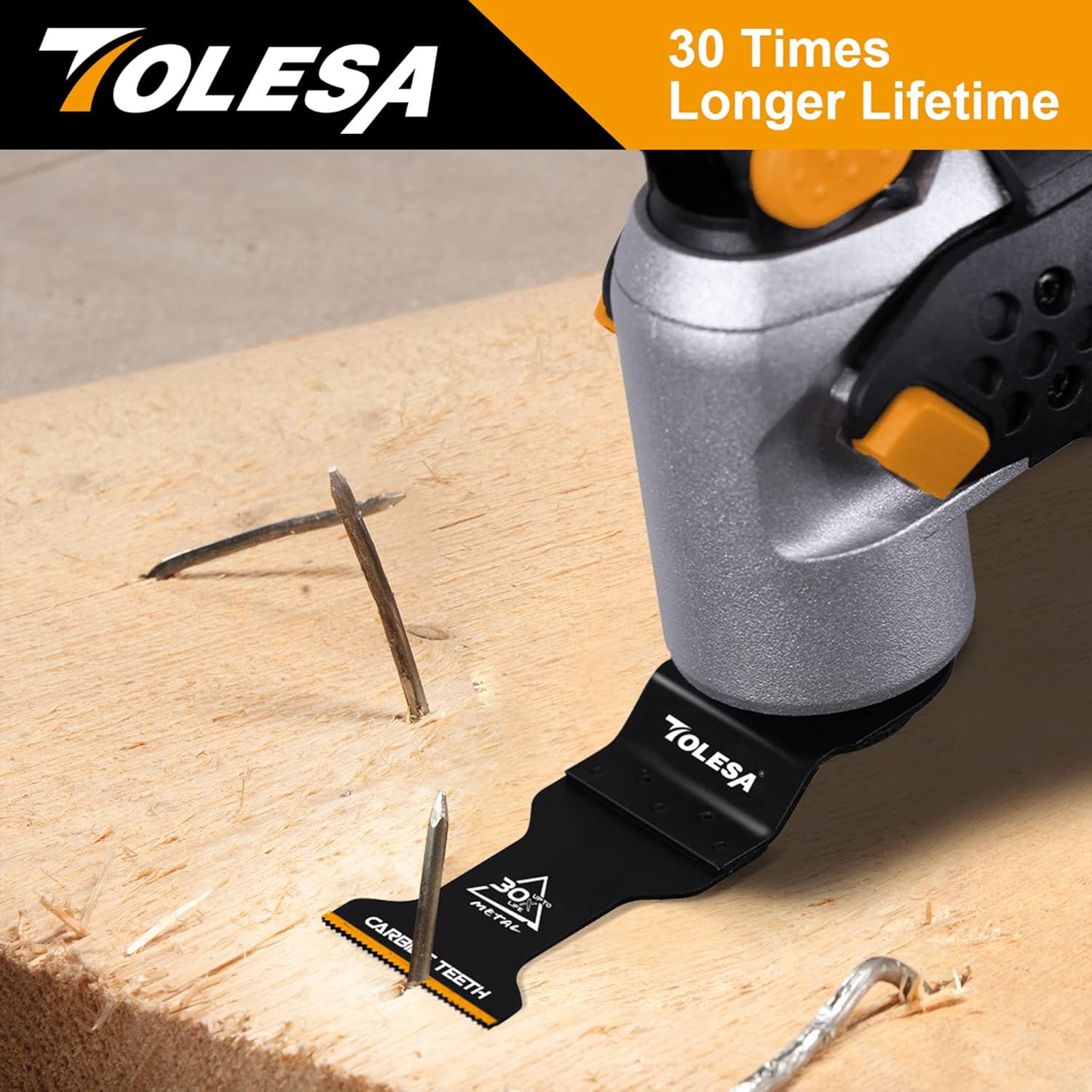 TOLESA Oscillating Multitool Blade Carbide Saw Blades for Hard Material/Metal/Nails/Bolts/Screws, 3-Pack - - 