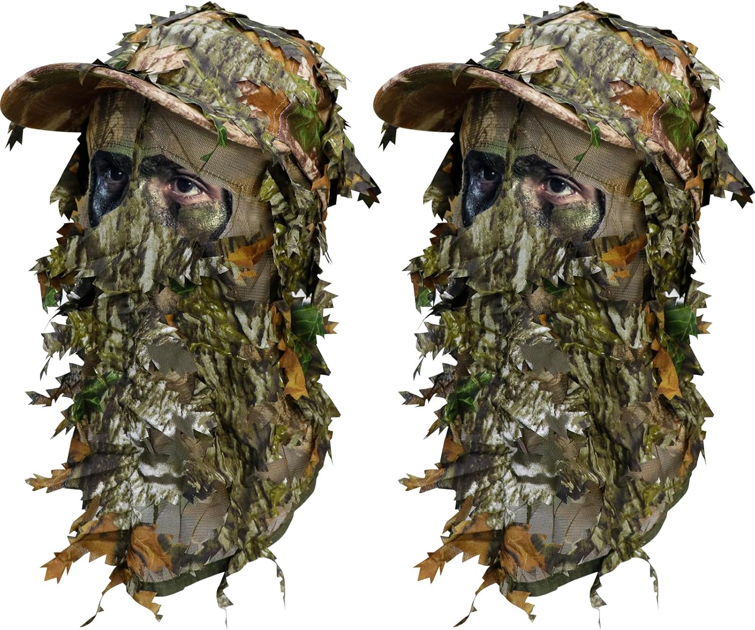 AOUTACC 3D Ghillie Camouflage Leafy Cap and Camo Hunting Gloves for Camo Hunting Shooting