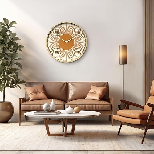 Miniatura 6 de SIGNLEADER Reloj de pared redondo de madera de 24 pulgadas, funciona con pilas, reloj de pared grande decorativo para el hogar, reloj de sol