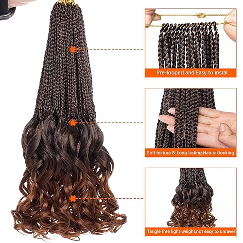 Miniatura 3 de ZRQ 9 paquetes de trenzas de ganchillo rizadas francesas de 10 pulgadas, trenzas de ganchillo Goddess Bob, cabello trenzado rizado francés con