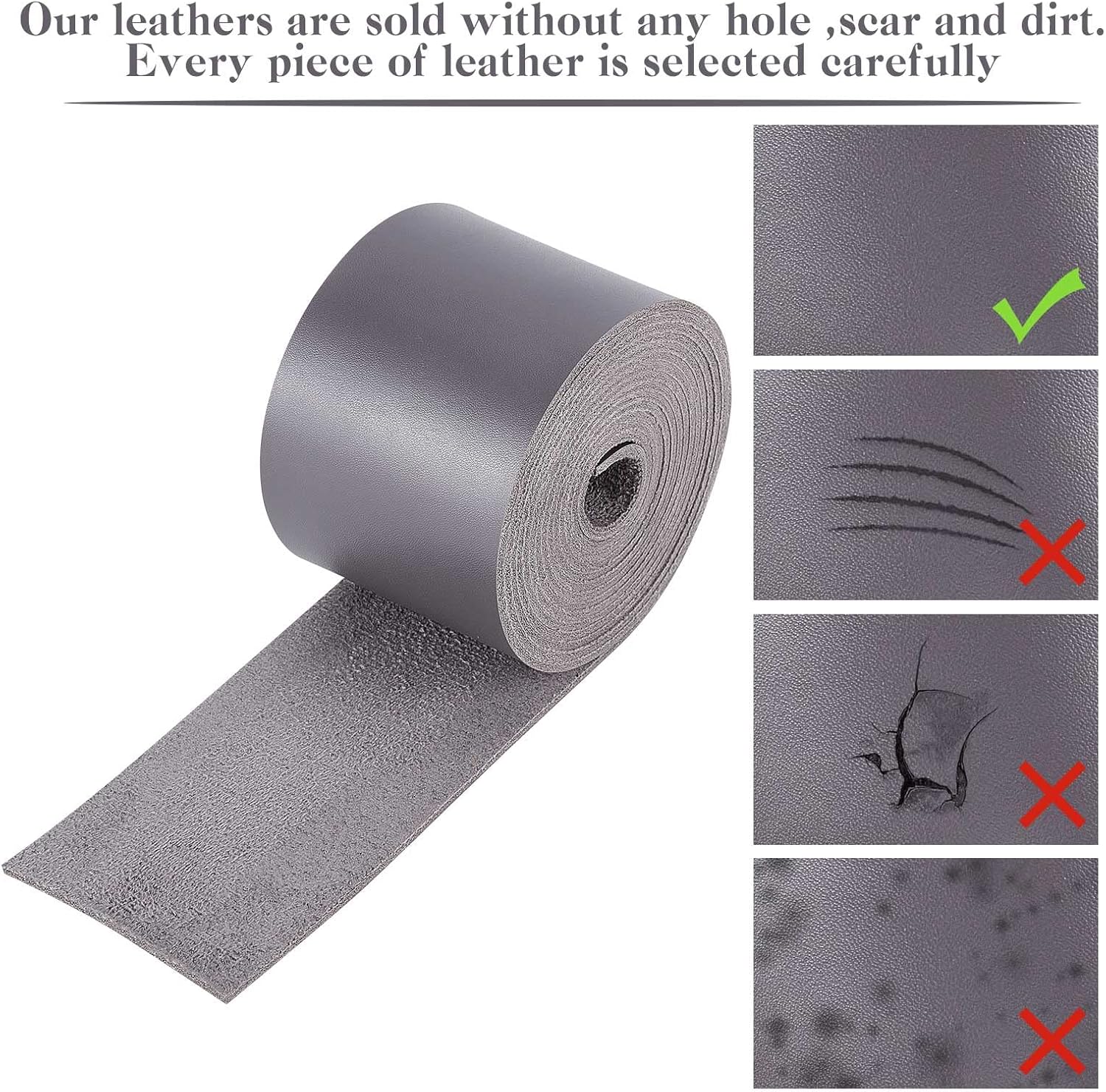 GORGECRAFT 2 Inch Wide Leather Strap for Crafting 79 Inch Long Flat Leather Cord 2mm Thick Grained Imitation Leather Strips for DIY Craft Projects Pet Collars Belt Bracelet Jewelry Making, Gray
