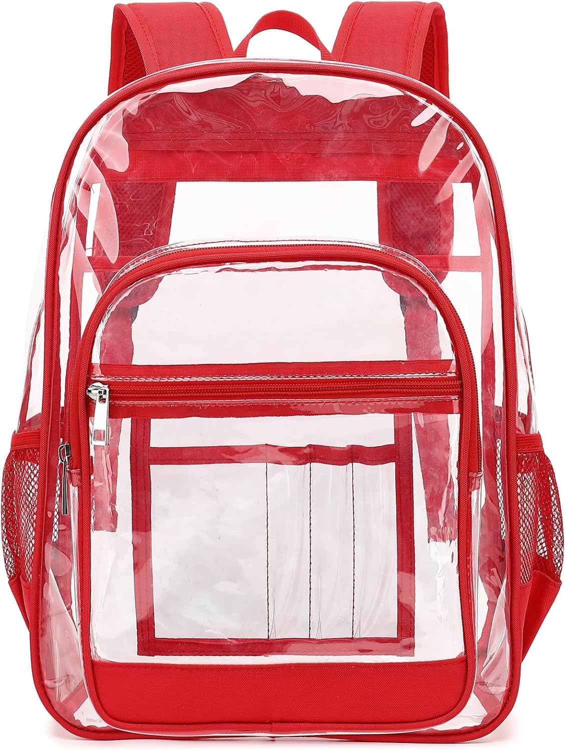 Heavy Duty Clear Backpack, School Backpack College Bookbag PVC See Through Transparent Backpacks (Light Gray)