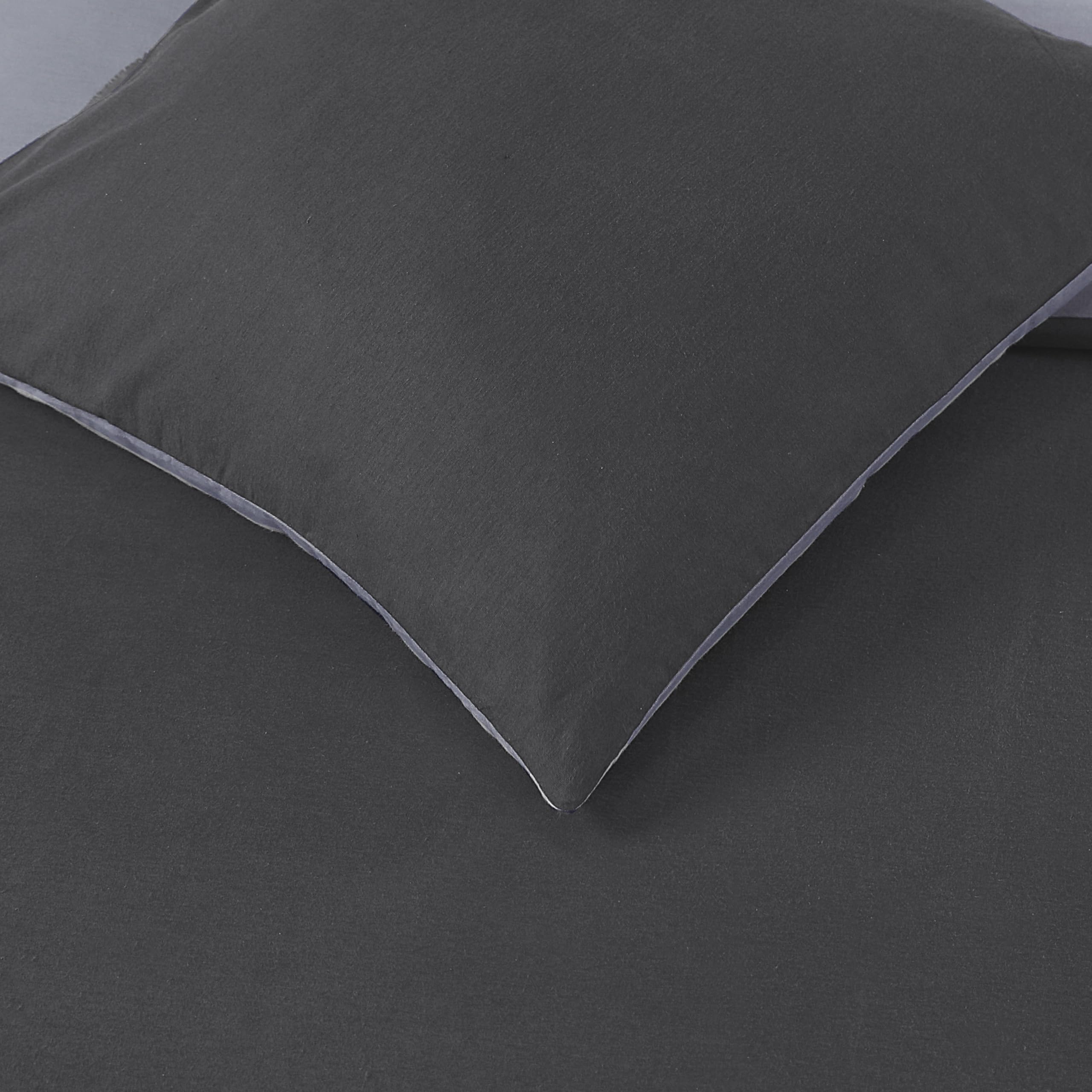 VISION Set di biancheria da letto in flanella, Antracite/Grigio, reversibile, copripiumino 140 x 200 cm, con 1 federa coordinata, 65 x 65 cm, 100% flanella di cotone