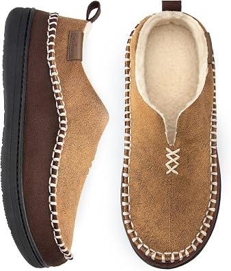 EverFoams Mens Moccasin Slippers Memory Foam Suede Indoor Outdoor