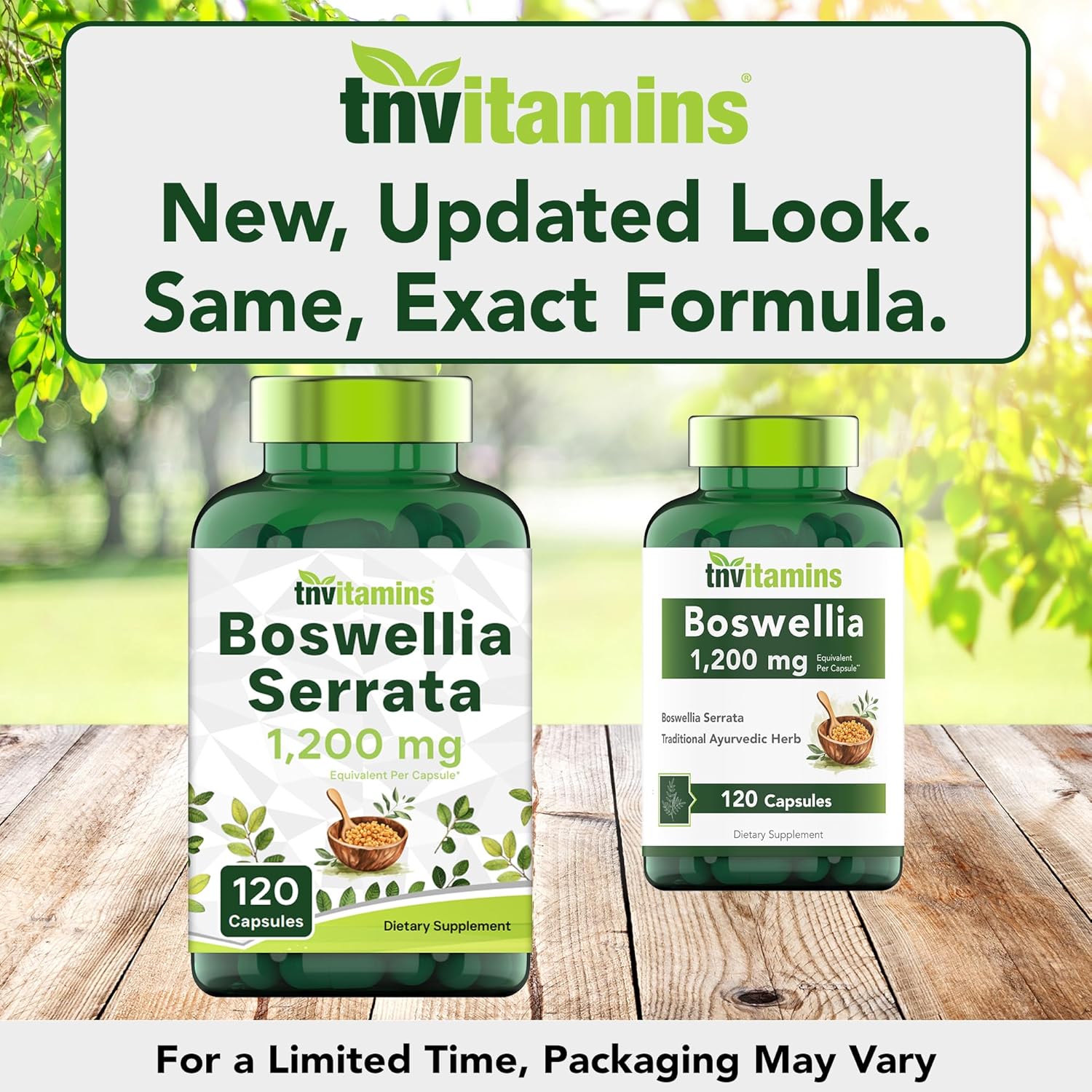 tnvitamins Boswellia Extract Capsules, 120 Count | 1,200 mg Per Capsule | 65% Boswellic Acids + 10:1 Concentrated Extract | Boswellia Serrata | Joint & Mobility Support* thumbnail