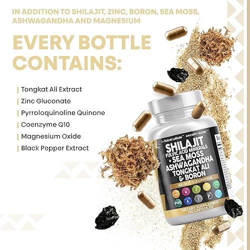 Miniatura 6 de Suplemento Shilajit puro 10,000 mg Himalaya con musgo marino 6000 mg Ashwagandha 6000 Tongkat Ali Boro Magnesio - Ácido fúlvico y minerales traza