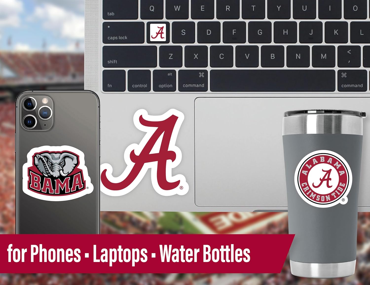 University of Alabama Stickers for Gift, Car, Water Bottle, Laptop, and Phone for Bama Football Fans and University Graduates (Alabama Crimson Tide) - Image 3
