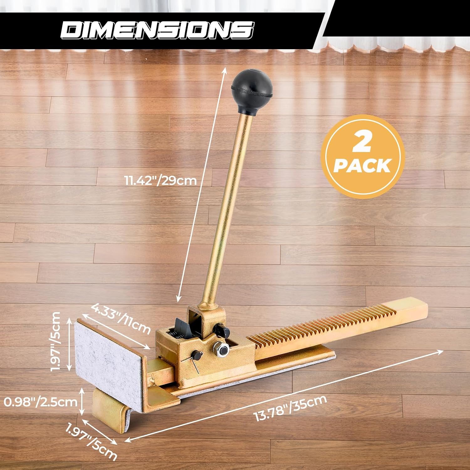 NATGAI 2 Packs Flooring Jack, Hardwood Floor Jack with Scratch-Resistant Felt Pads for Straighten and Installing Hardwood Floors, Floor Gap Fixer Tool