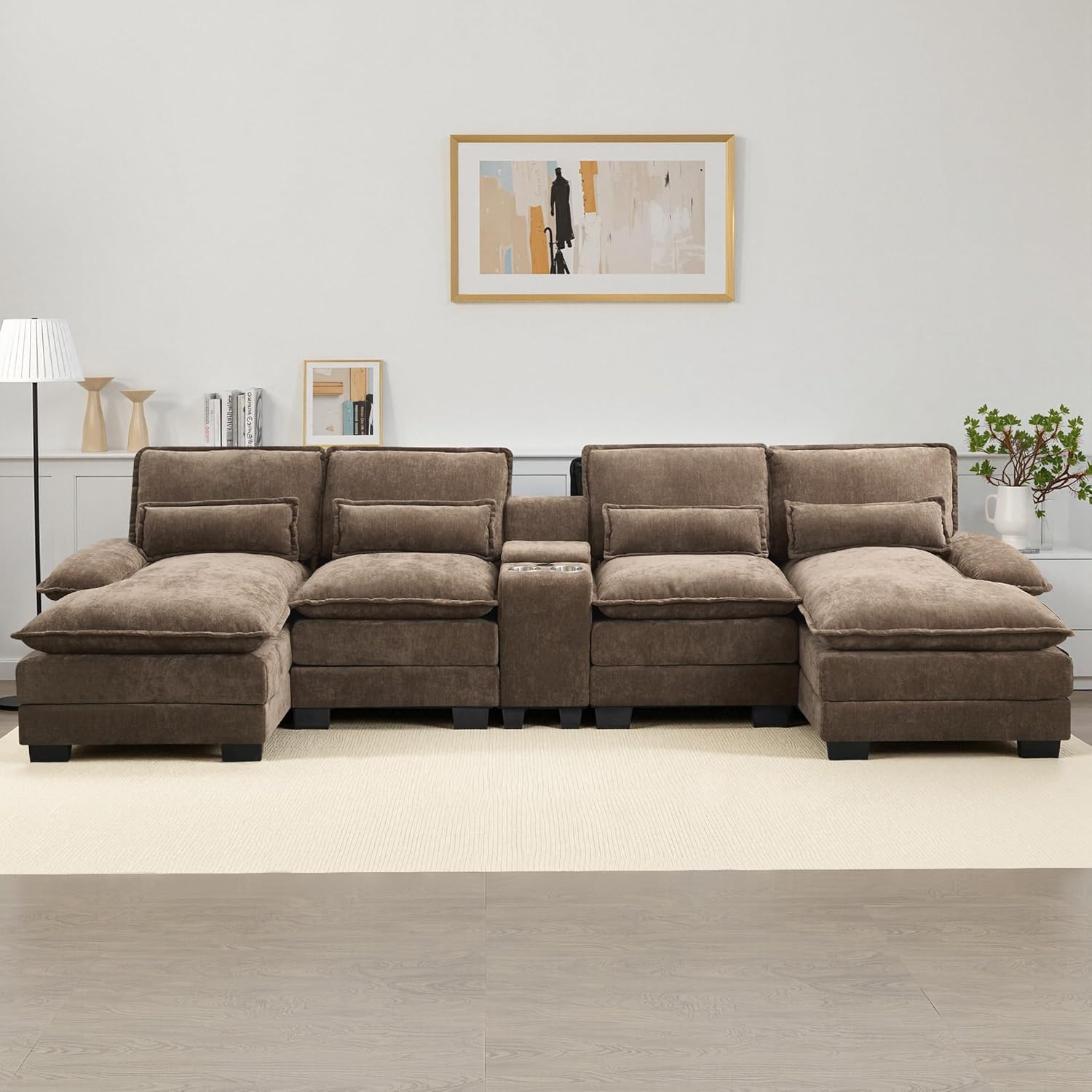 125″ U Shaped Cloud Modular Sectional Couch for Living Room,