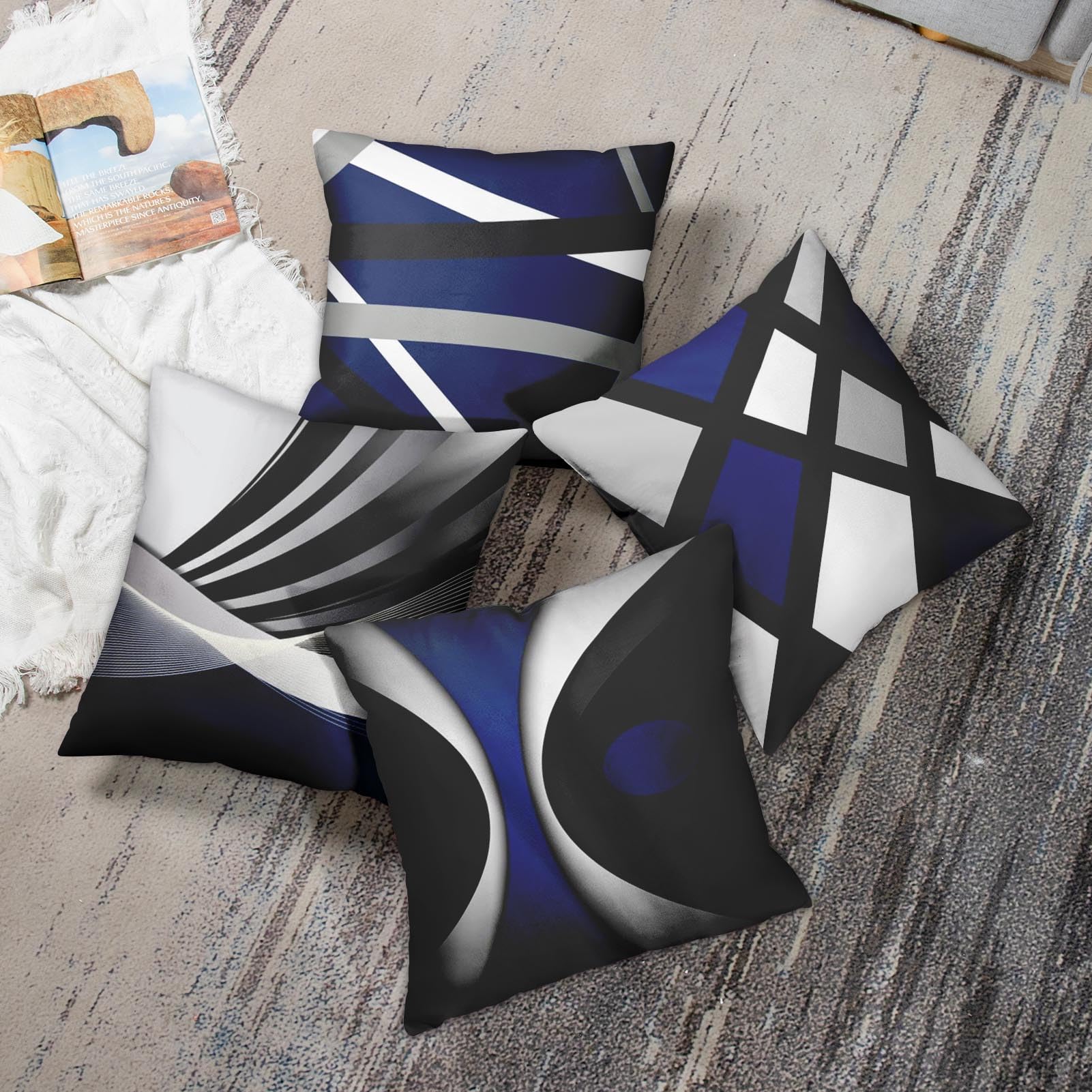 Emvency Kissenbezüge Set – 2 Stück, Rosa Geometrisches Design, 45,7 X 45,7 Cm
